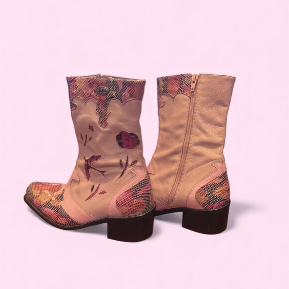 Buffalo London Pink Floral Cowboy Boots – Size EU 39 / US 8.5 - Picture 2 of 6